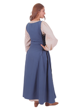 MIRANDA Cotton Blue - XV-XVI Century Inspired, Sleeveless Medieval Viking Renaissance Women's Over Dress